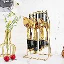 Coffret Ménagère 24 Pièces avec Support doré poignée en Marbre Noir
