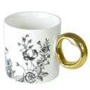 Mug en céramique Fleurie avec Poignée Doré (M1)