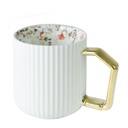 Mug en céramique Fleurie avec Poignée Doré (M3)