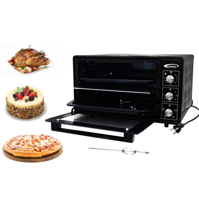 Four Électrique Florence avec Tourne Broche 1420W - 36 Litres - Noir