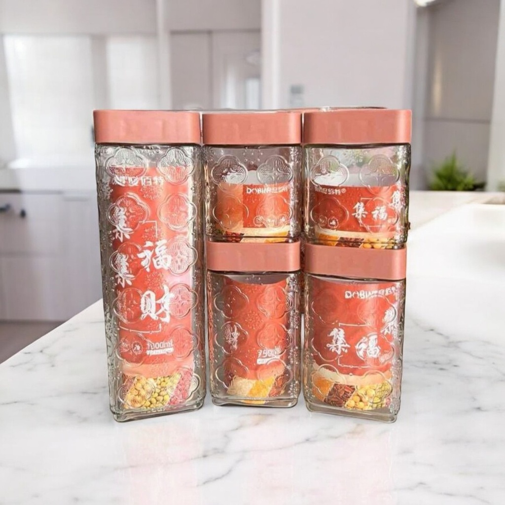 Lot de 5 Boites de Conservation en Verre avec Couvercle