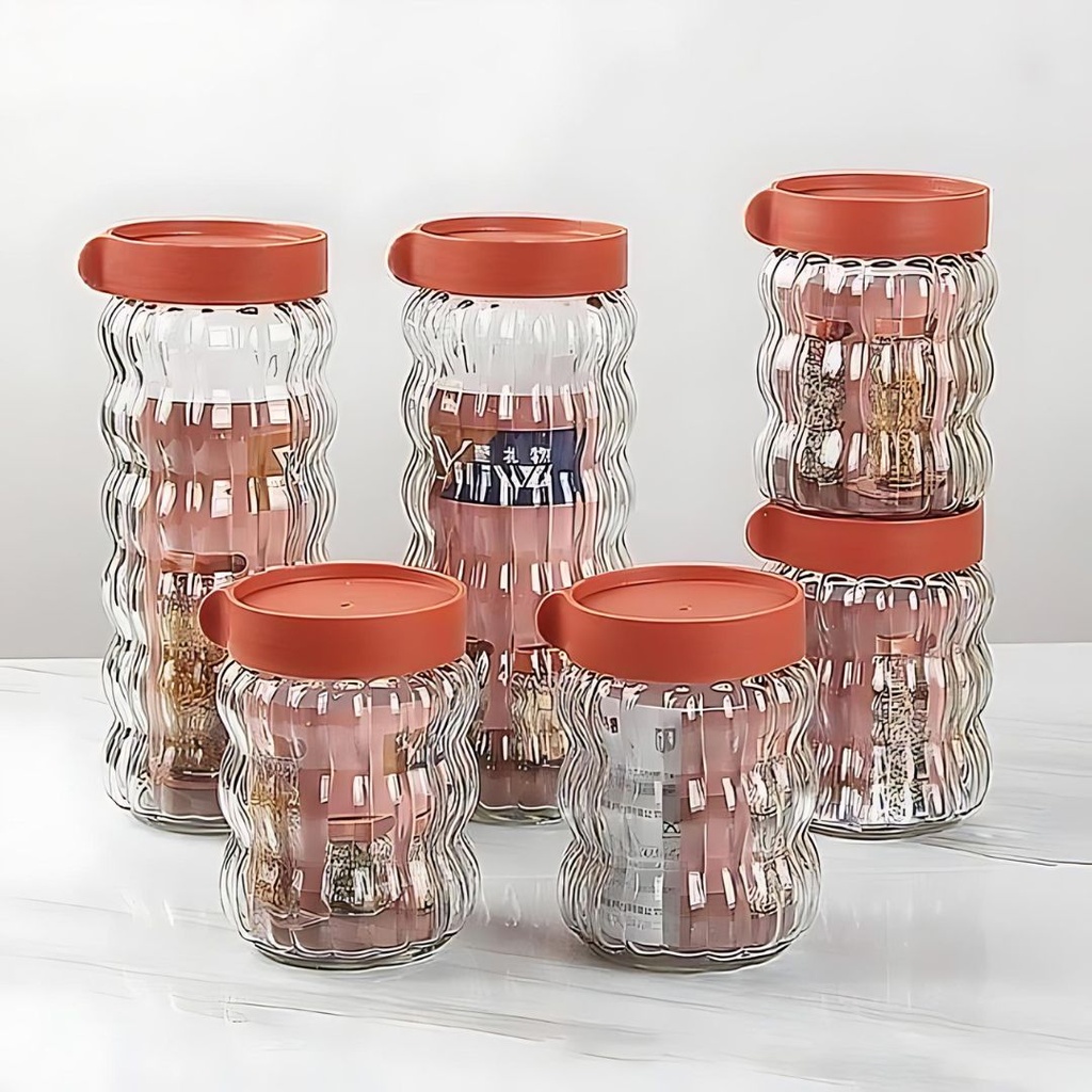 Lot de 6 Boites de Conservation en Verre avec Couvercle