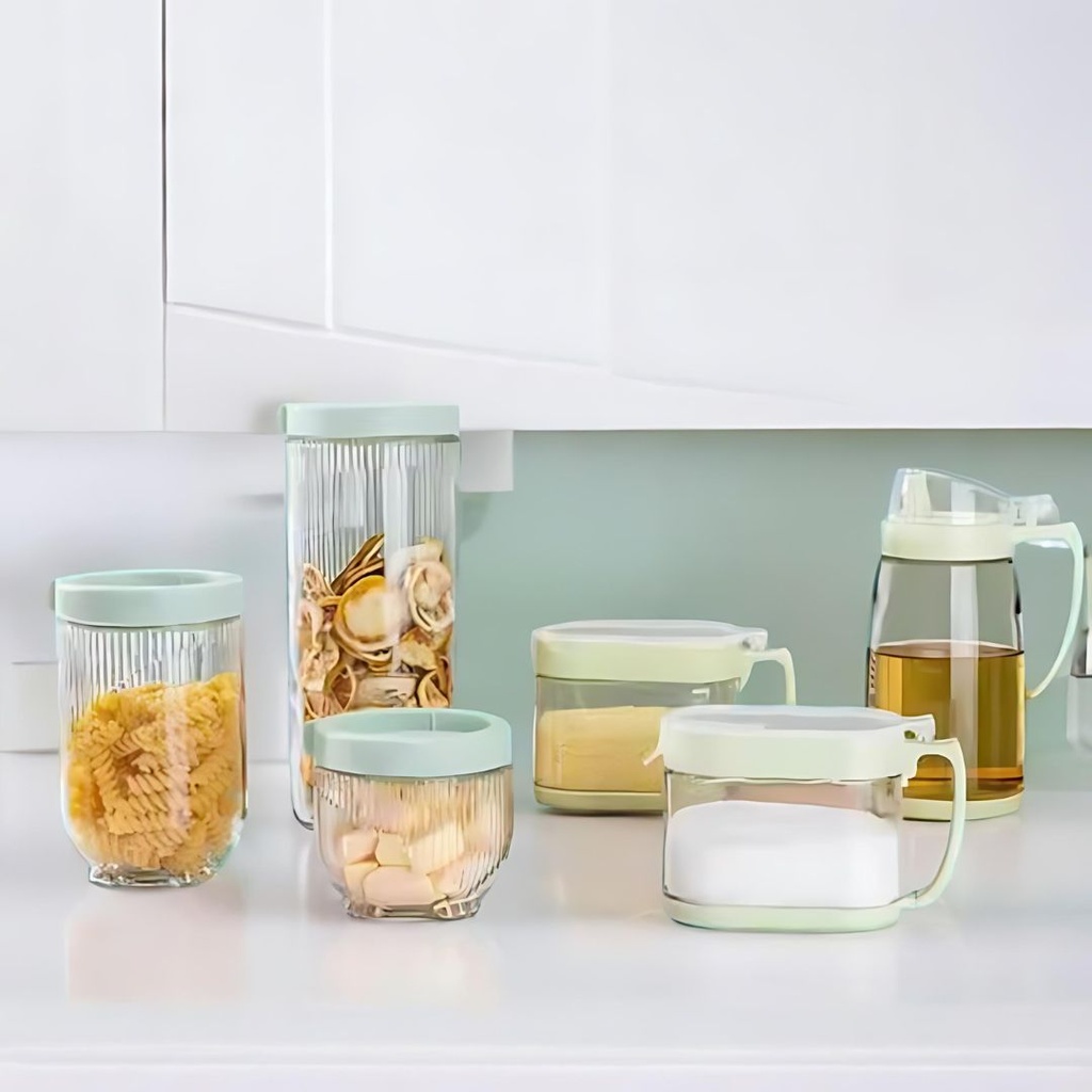 Lot de 5 Boites de Conservation en Verre avec Huilière