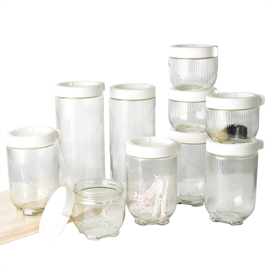 Lot de 10 boites de conservation en verre avec couvercle