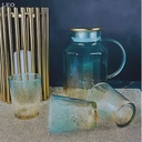 Service À Boisson 5 Pièces Vert Doré avec Carafe