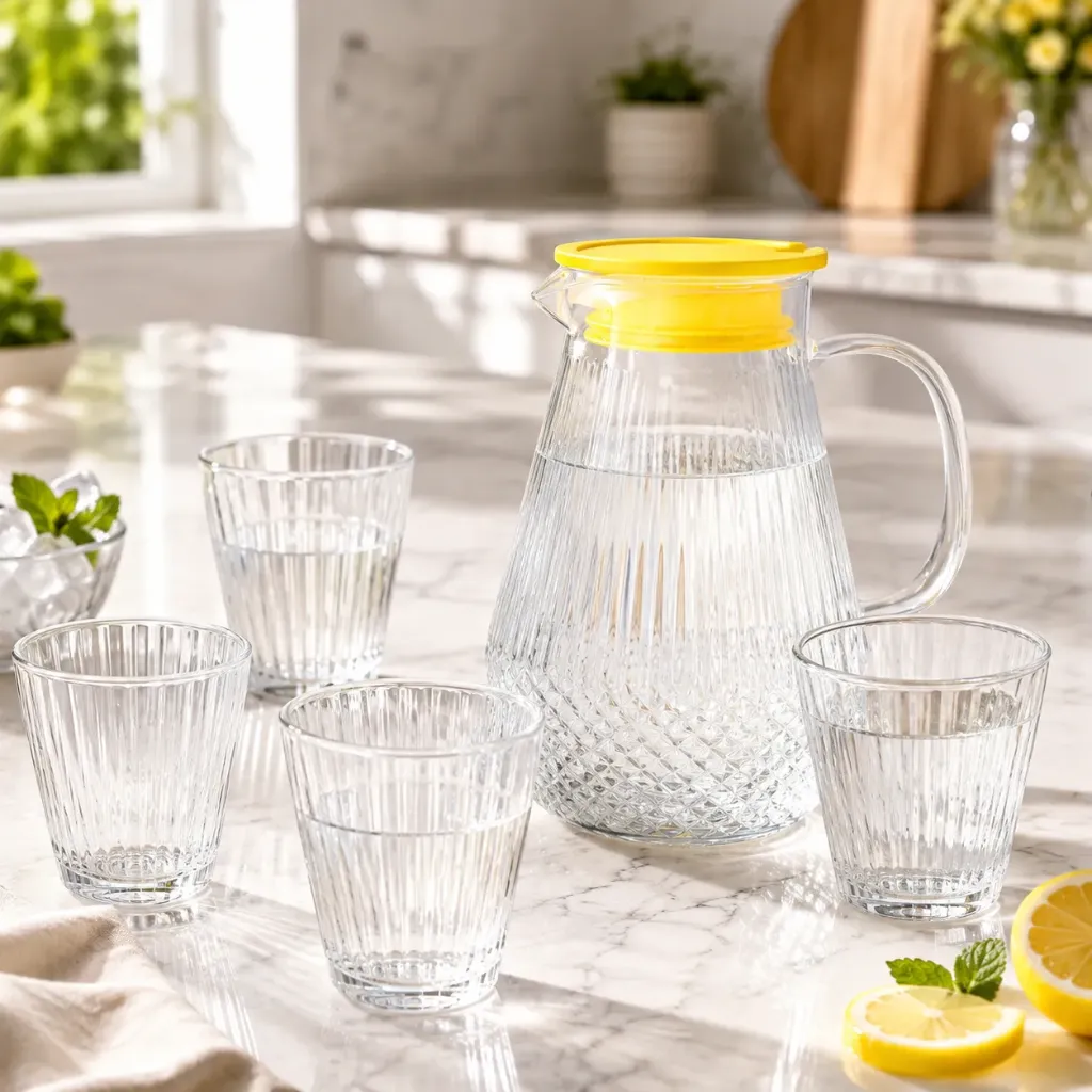 Service À Boisson En Verre 5 Pièces Transparent