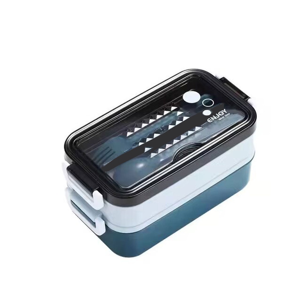Lunch Box Isotherme deux Niveaux 1400 ml  Bleu 
