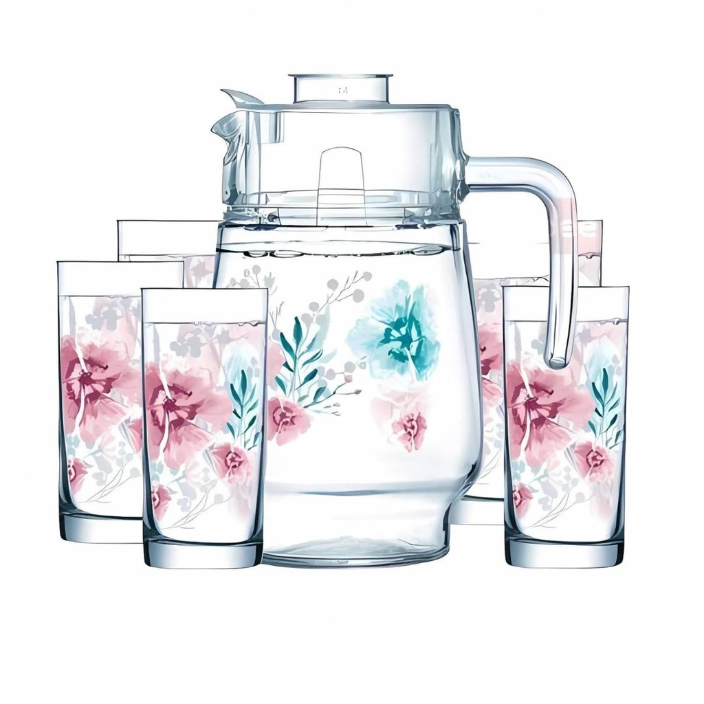 Service À Boisson 7 Pièces Luminarc Fleuris