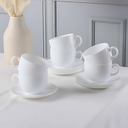Lot De 6 Tasse à Café au lait et sous Tasses Blanc Luminarc - 22cl