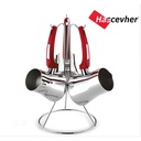 Set de 3 pots à lait Hascevher en inox avec Support (M1)