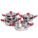 Ensemble de Batterie De Cuisine 8 Pièces Inox 18/10 Hascevher