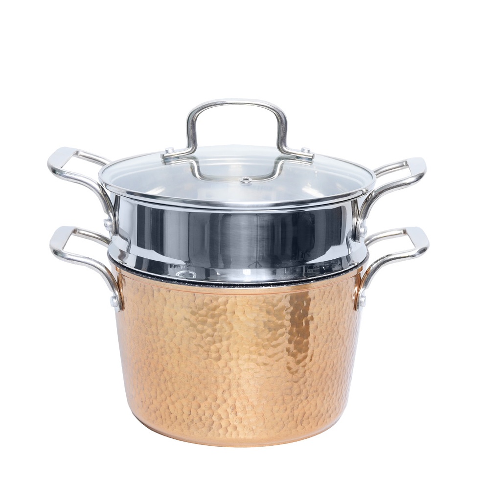 [SAI0035] Couscoussier inox et Granite Golden House 20 cm - Effet Cuivre