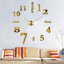 Montre Murale 3D Autocollant 120Cm En Doré