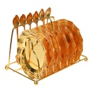 Set de 6 sous tasses et 6 cuillère avec support en acier Doré (M1)