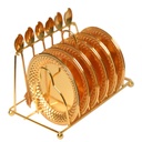 Set de 6 sous tasses et 6 cuillère avec support en acier Doré (M4)