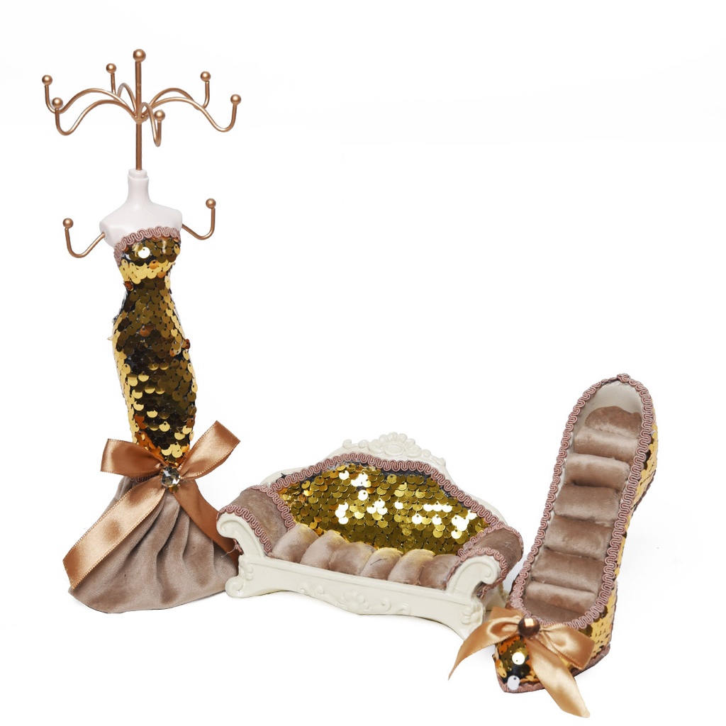 [ZR402PCK] Pack Présentoir à bijoux Doré