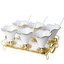 Service à Dessert 14 pièces Avec Plateau Doré