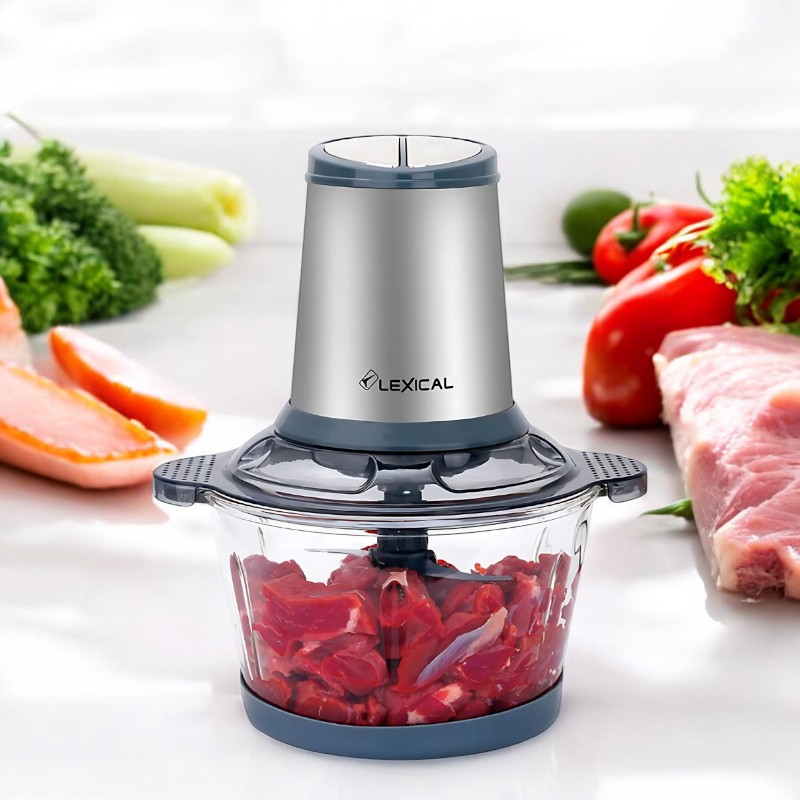 Hachoir Electrique Avec Bol en Verre Lexical 300W 2L Bleu