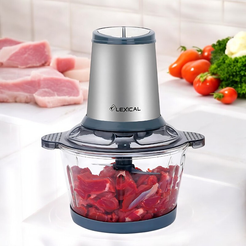 Hachoir Electrique Avec Bol en Verre Lexical 400W 3L - Bleu