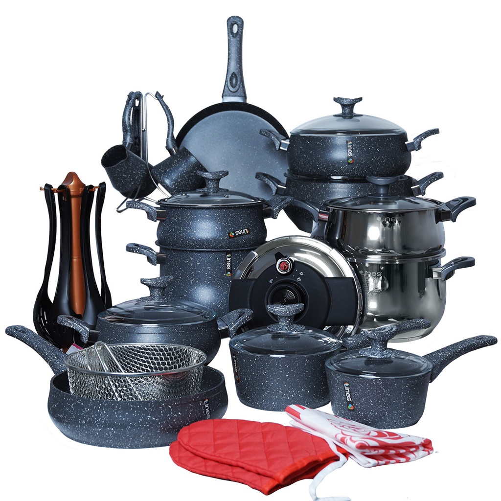 Service Granite Lines 34 pièces Gris Charbon