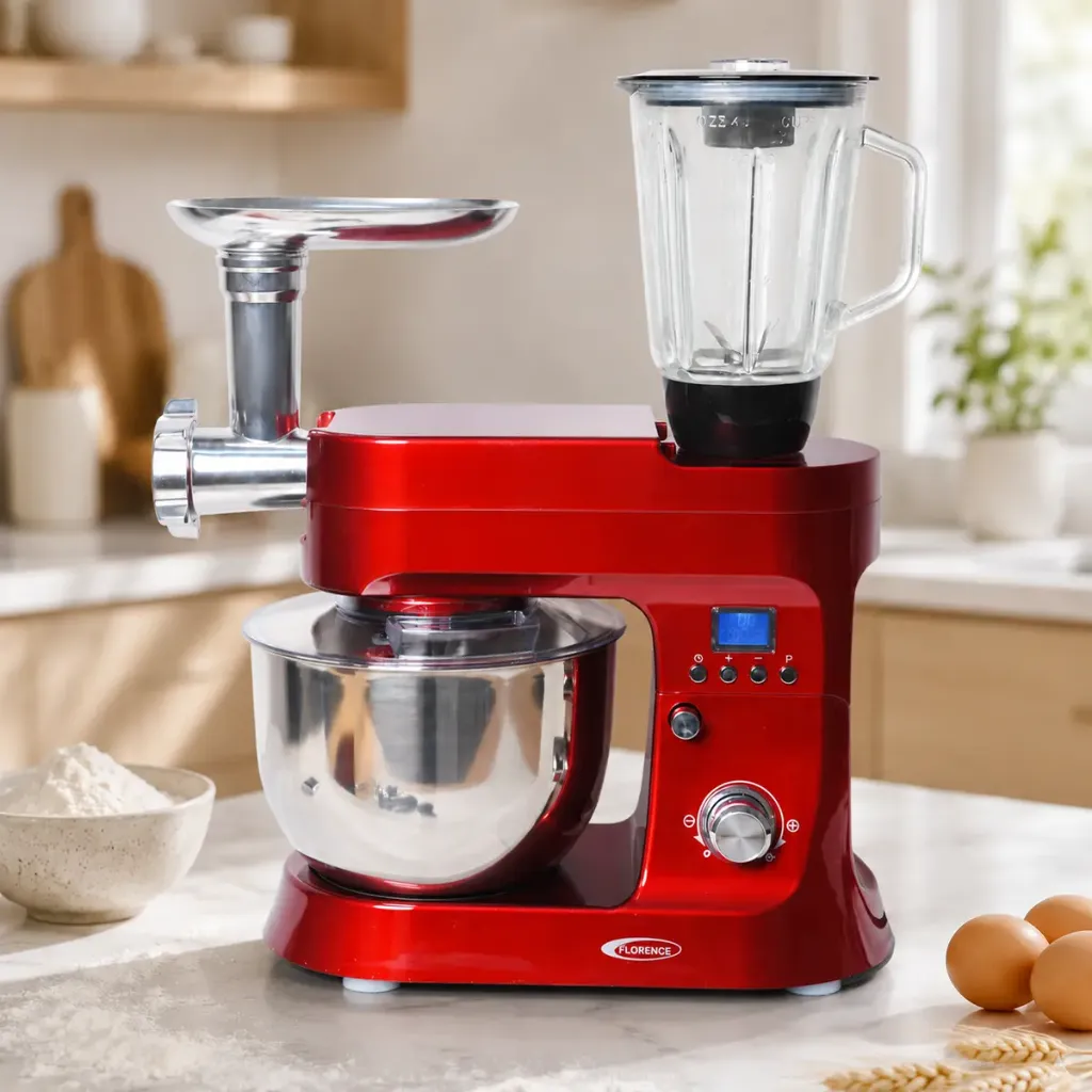 [KM1395RED] Robot Pétrin Multifonction Avec Afficheur Florence 6.5L 1200W - Rouge 