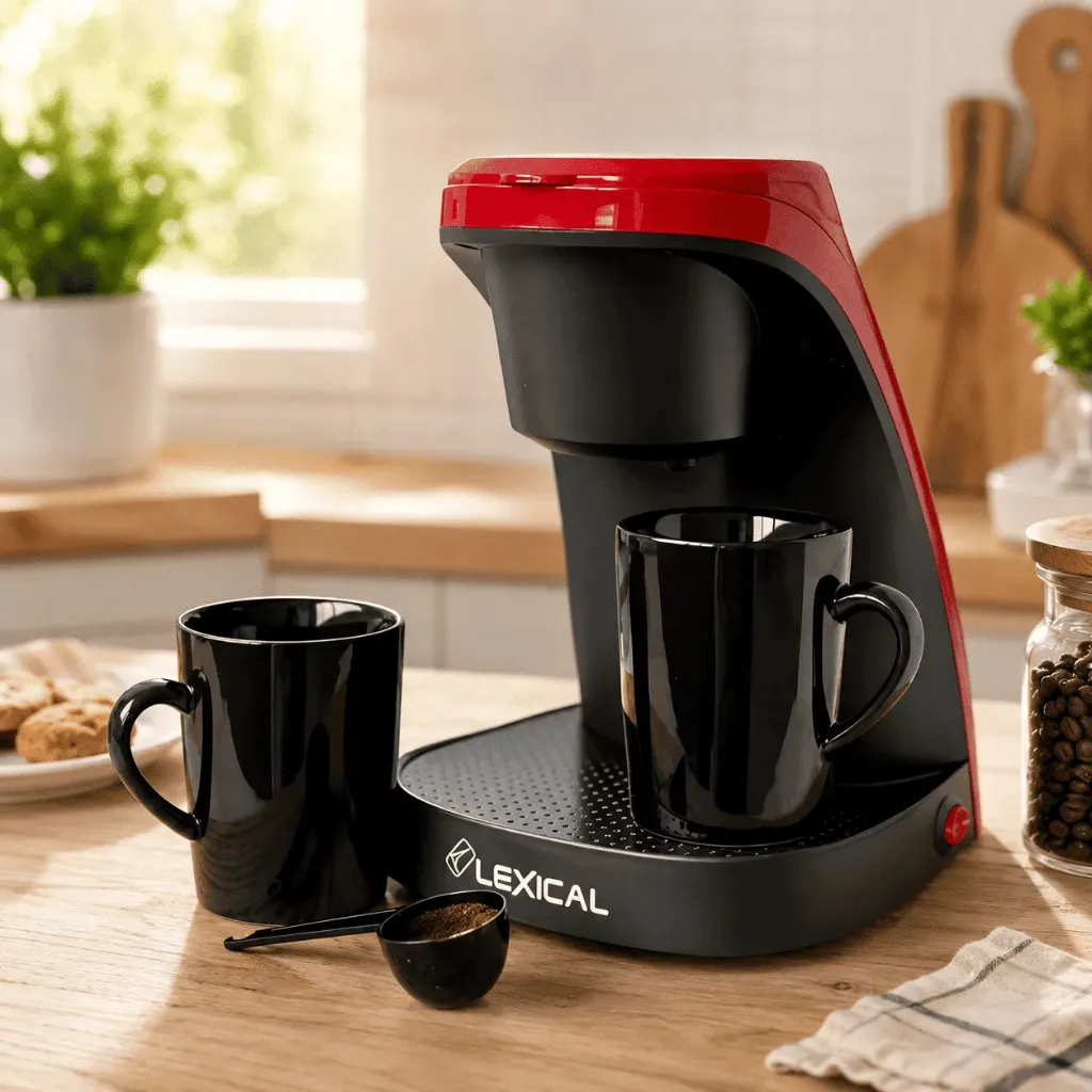 [D-LEM-0620R] Machine a Café Avec 2 Tasses Lexical 450W Rouge