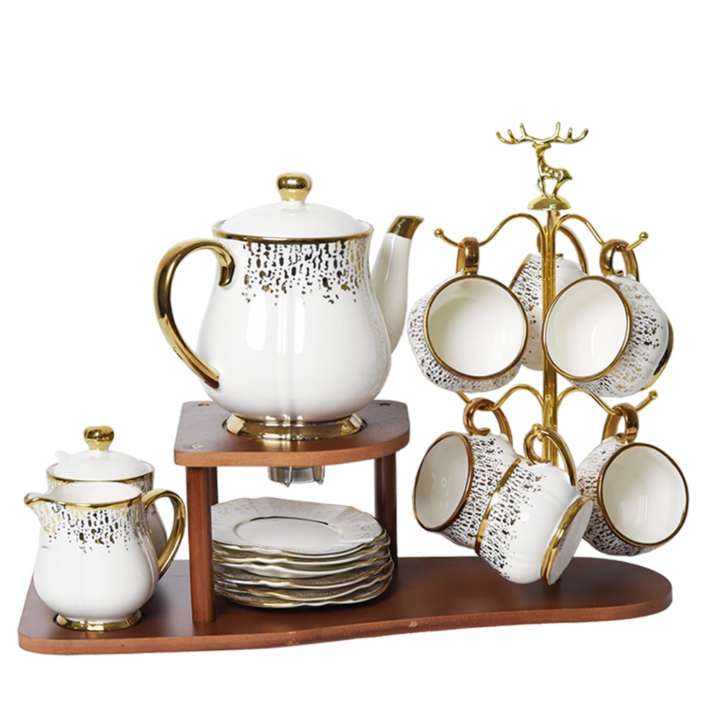 [D-JDC8440B] Service En Porcelaine Avec Support 20 Pièces avec Support Bougie Blanc Thomas