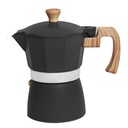 Cafetière italienne Moka En Aluminium 3 Tasses Noir avec poignée effet Bois 