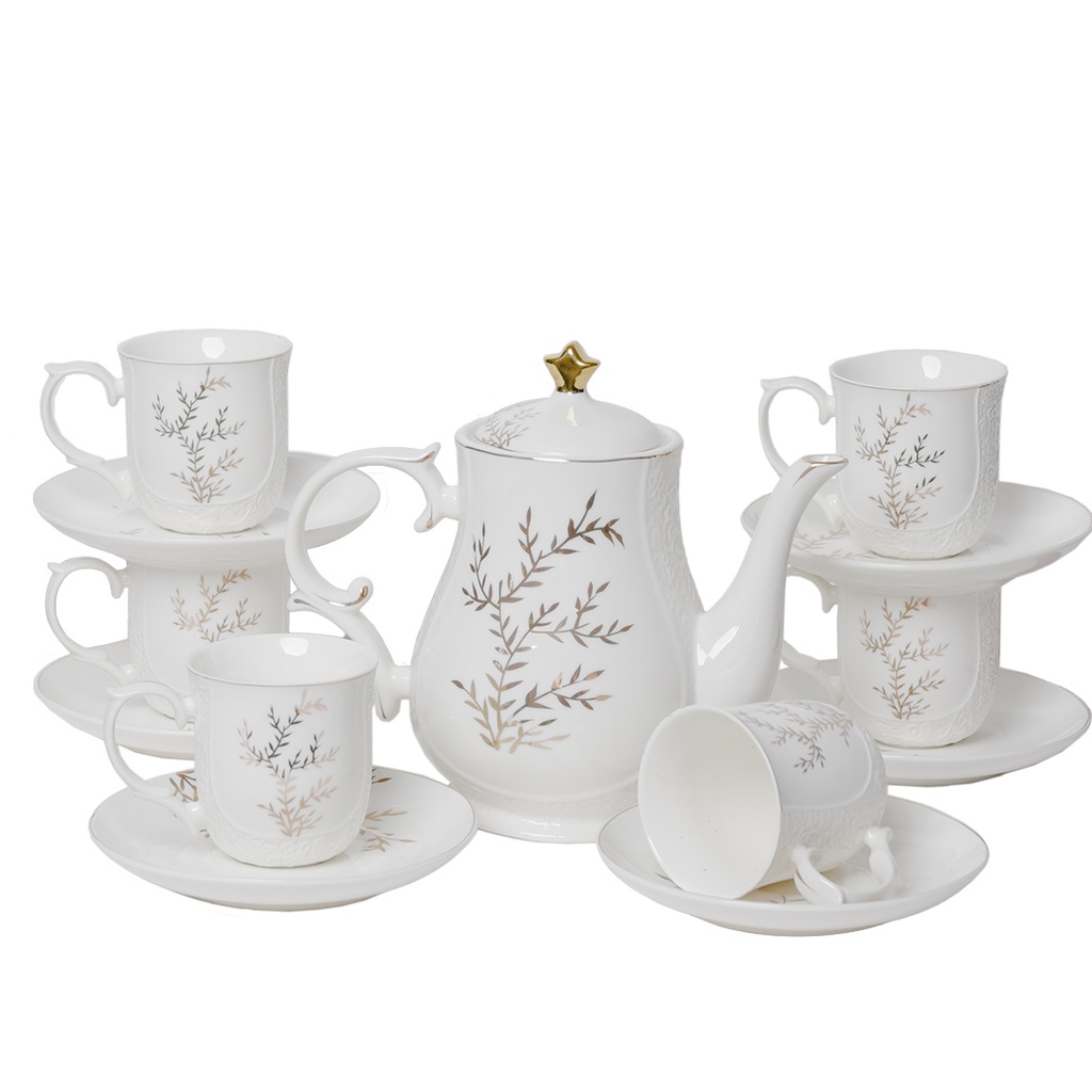 Service a Café au Lait Avec Théière Porcelaine 13 pièces M1