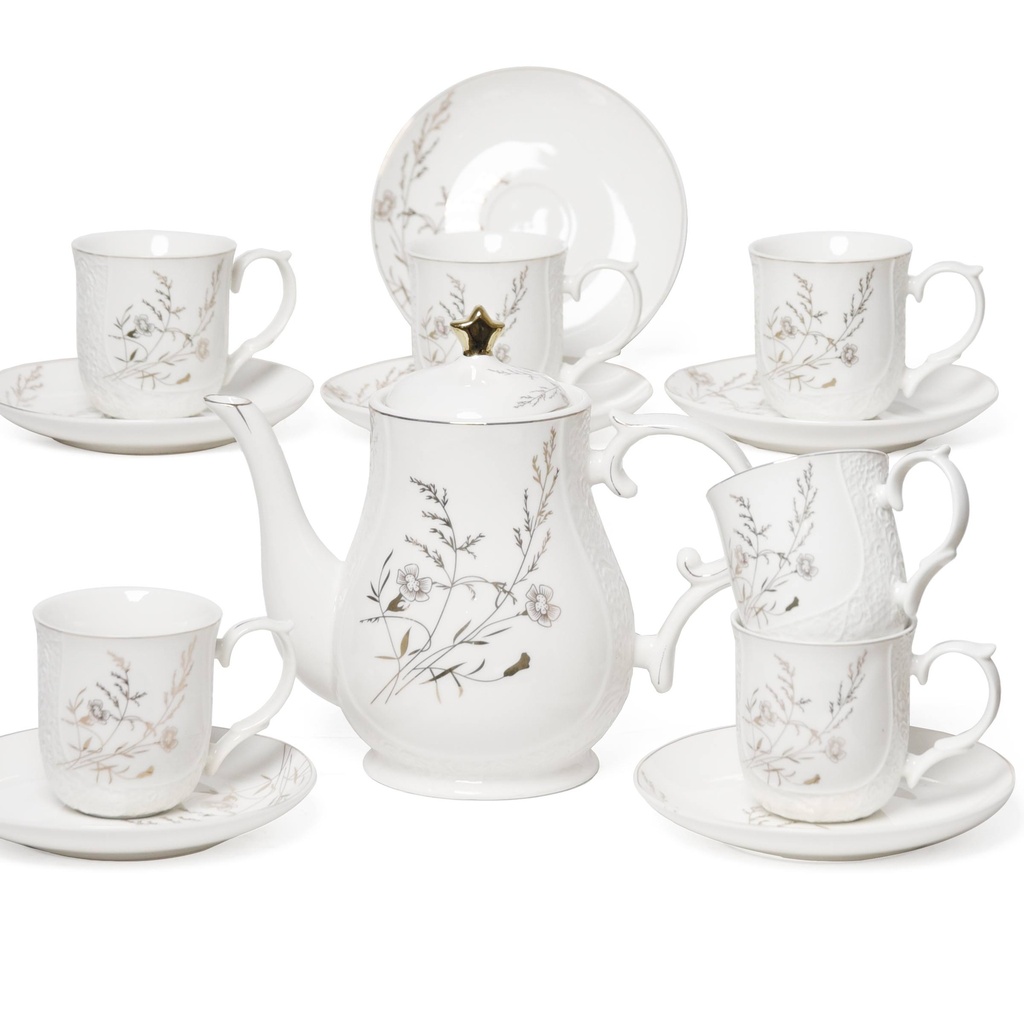 [D-0155A1-M2] Service a Café au Lait Avec Théière Porcelaine 13 pièces M2