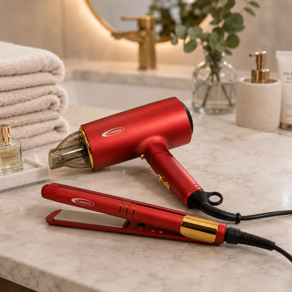 Coffret Sèche-cheveux & Lisseur Florence-Rouge