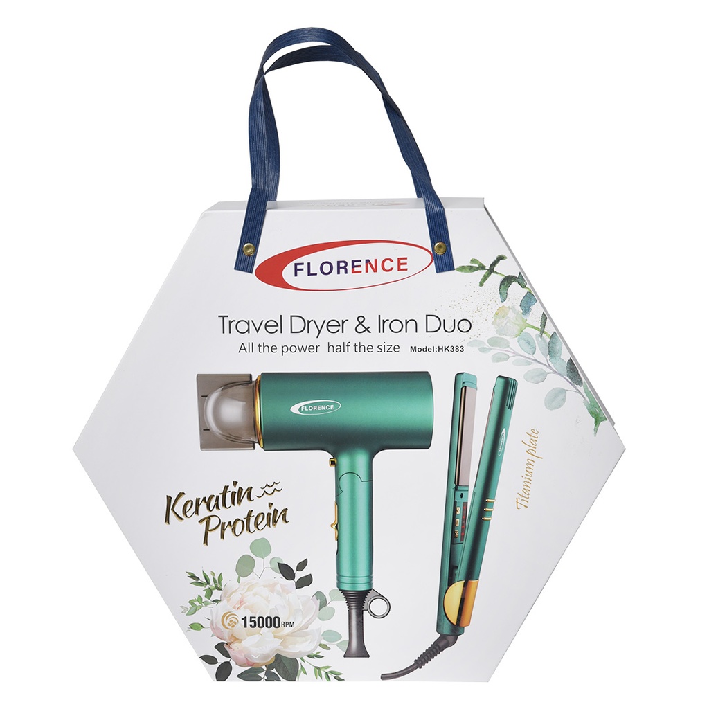 [HK383V] Coffret Sèche-cheveux & Lisseur Florence-Vert
