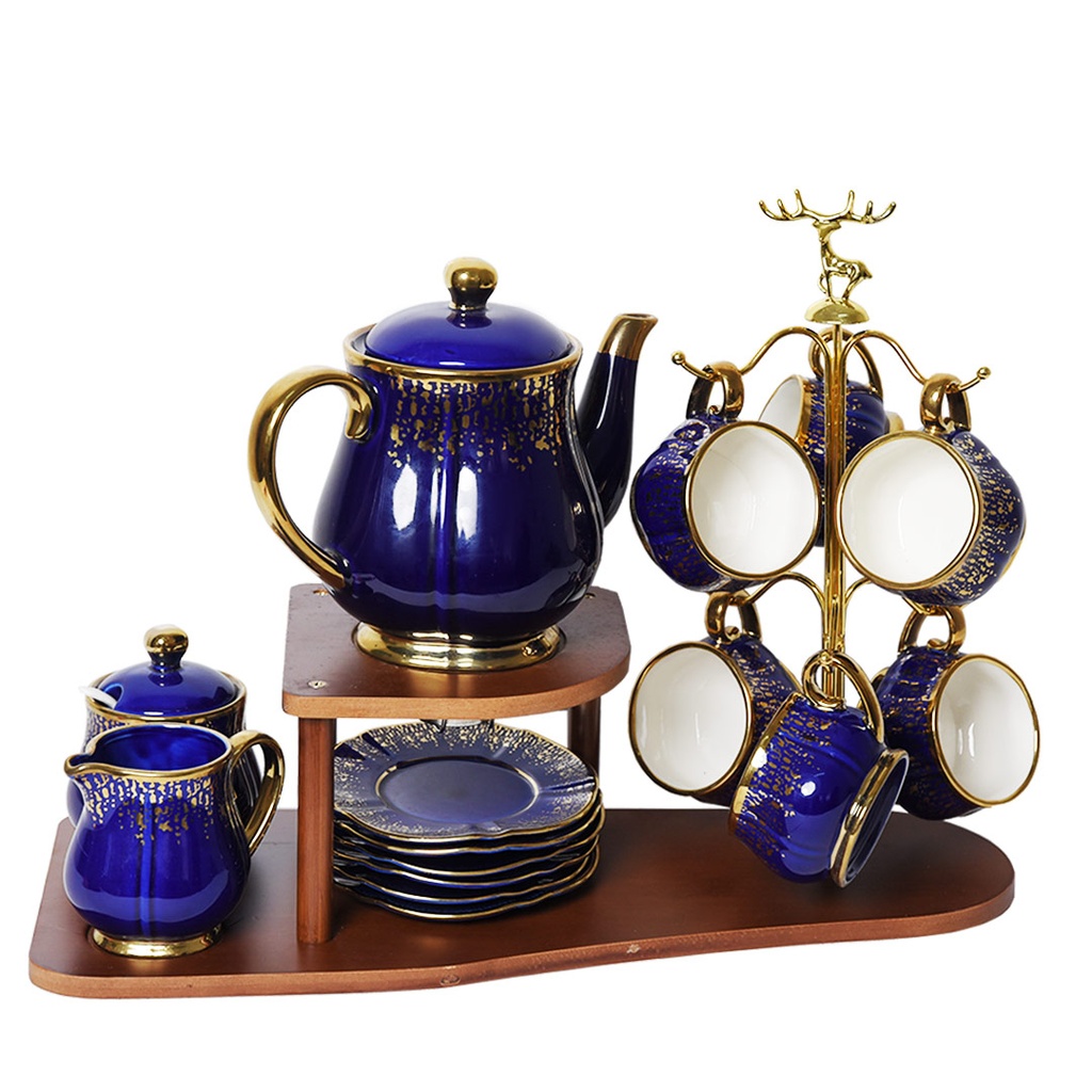 Service En Porcelaine Avec Support 20 Pièces avec Support Bougie Bleu Thomas