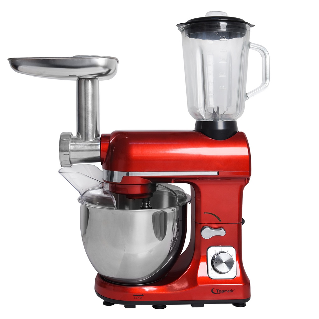 [PKM-1800R] Robot Pétrin Multifonctions 3en1 Topmatic 1800W Rouge