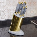 Ensemble 6 Pièces Couteaux avec Support Gris