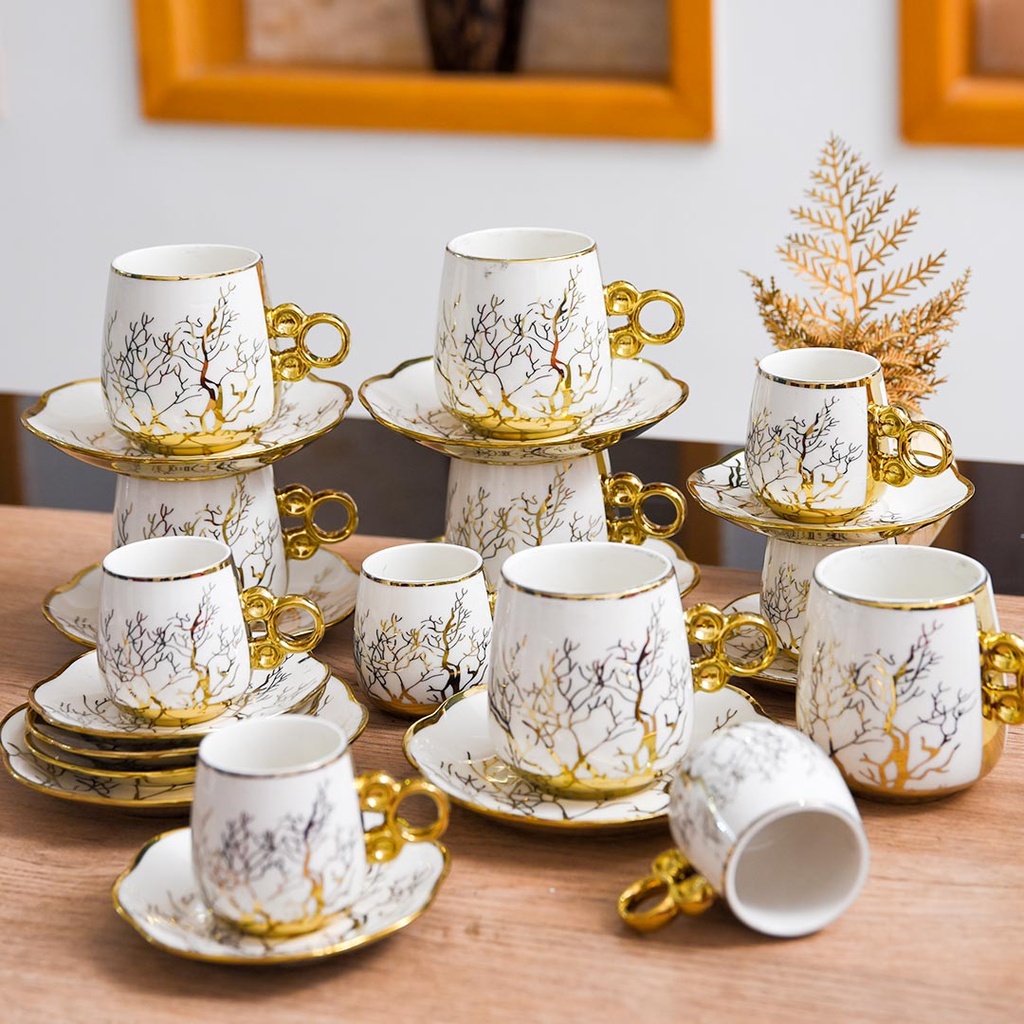 Service 24 Pieces café et café au lait Motif Arbre