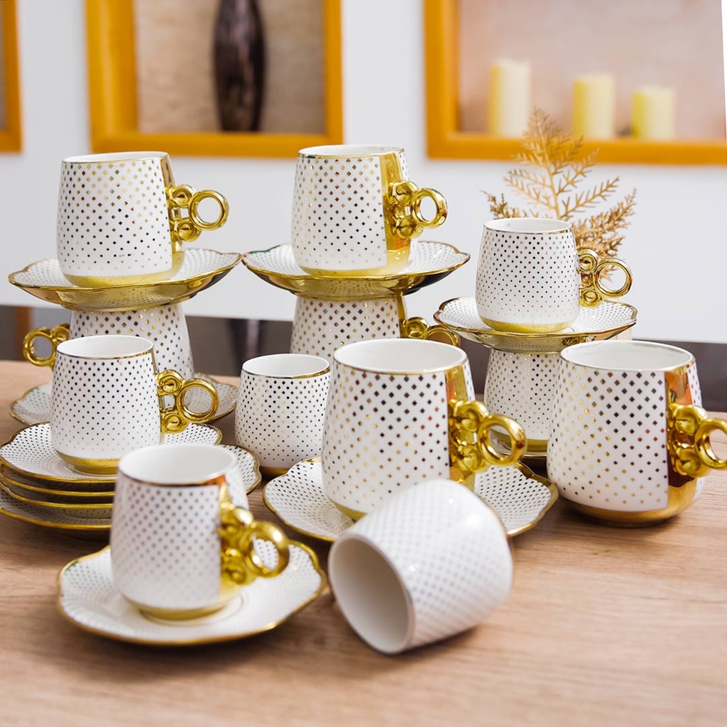 Service 24 Pieces café et café au lait Motif Point