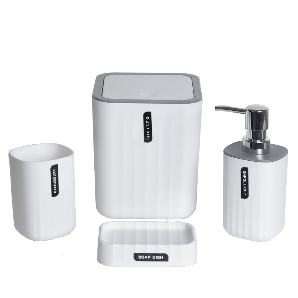 Accessoires de salle de bain 4 pièces en plastique Blanc