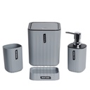 Accessoires de salle de bain 4 pièces en plastique Gris