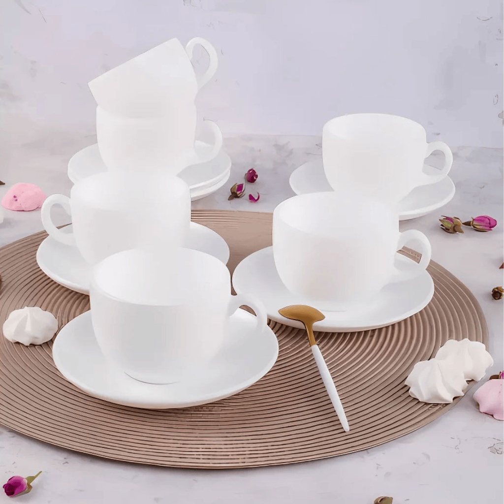 Lot De 6 Tasse à Café Tasse et Sous Tasses Luminarc Blanc 9cl