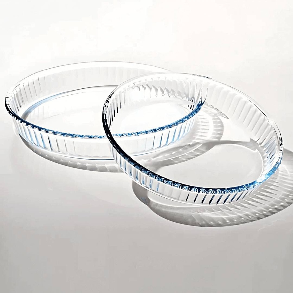 Lot de 2 Moules à Tarte Rond en Verre Pyrex 32 , 27 Cm