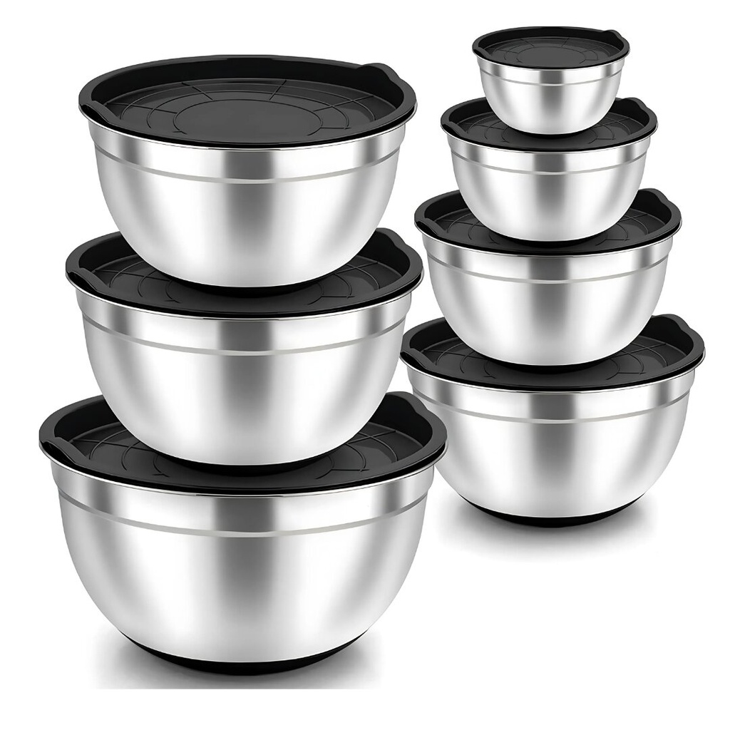 Lot de 7 Bols Avec Couvercle En Acier inoxydable 