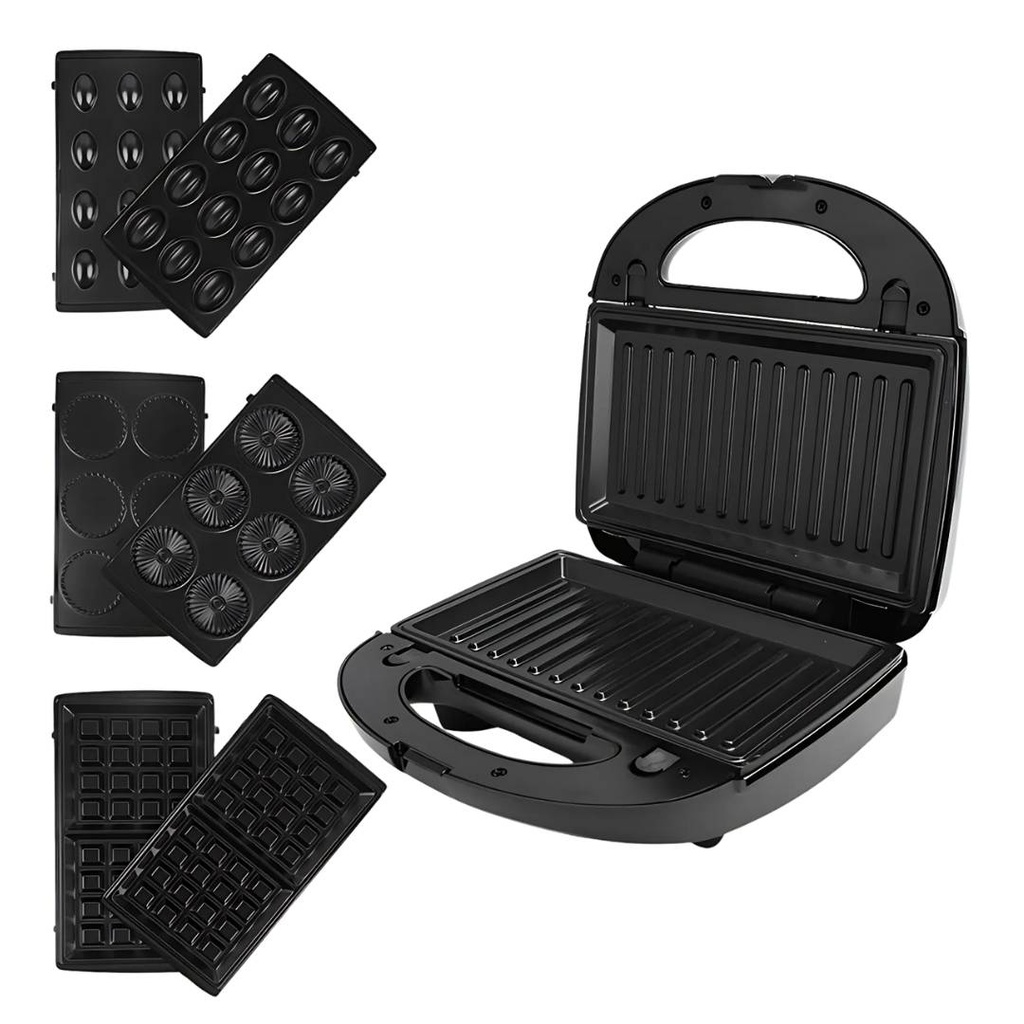 [PE910] Appareil de Cuisson 4en1 Prova Zouza , Panini , Gauffre et Maamoul Noir 750W