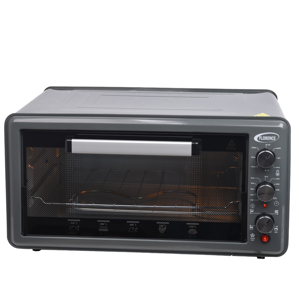Four Électrique Florence 52L 1500W – Avec Tournebroche & Turbo Gris Charbon