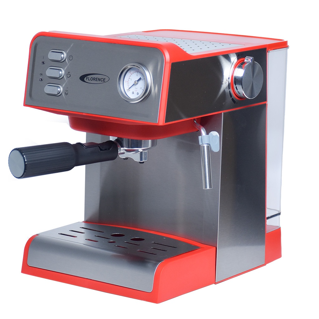 [AG806] Machine À Café Expresso Cappuccino Latté Florence 1200W 1,6 L Rouge