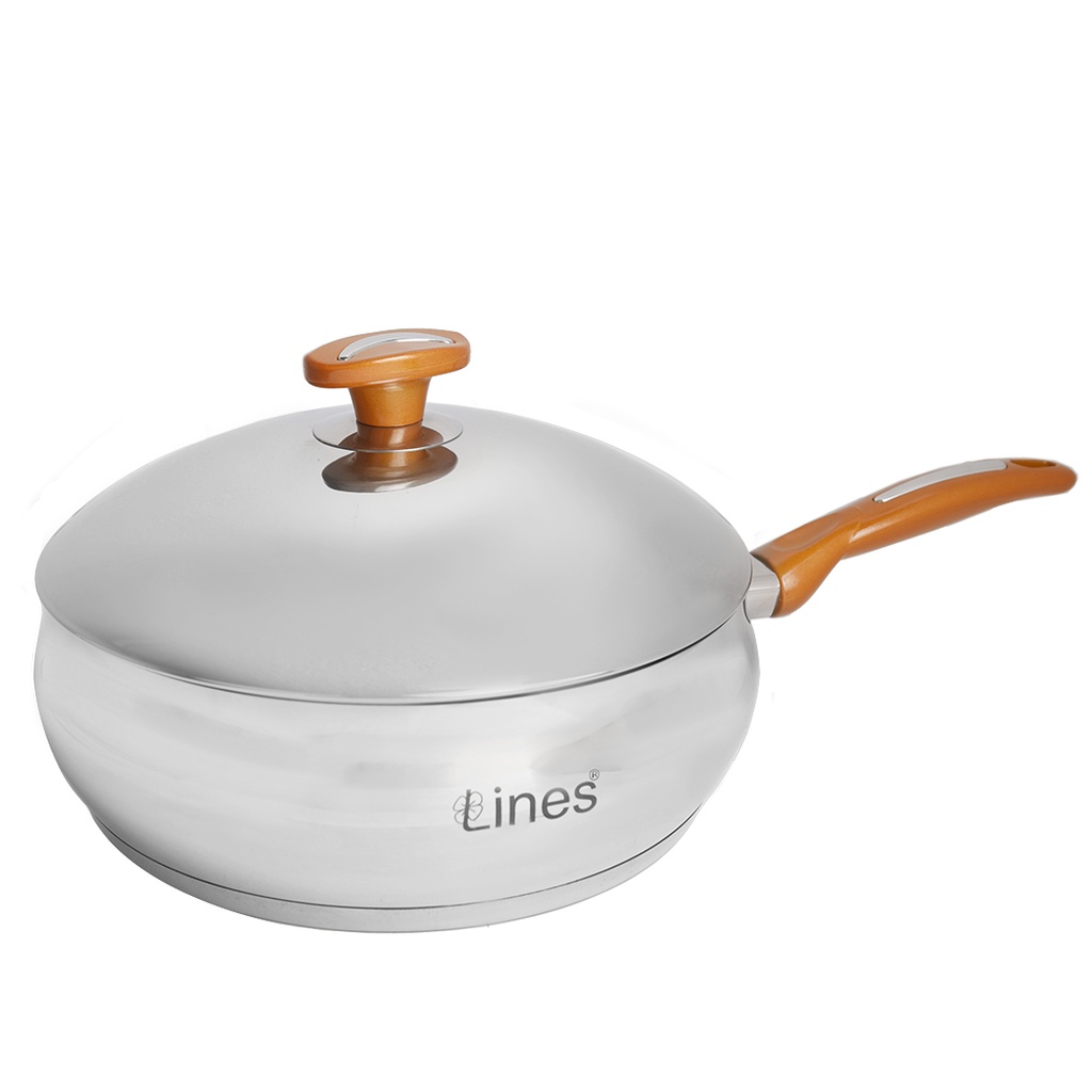Sauteuse avec couvercle Inox Lines 26Cm Miel