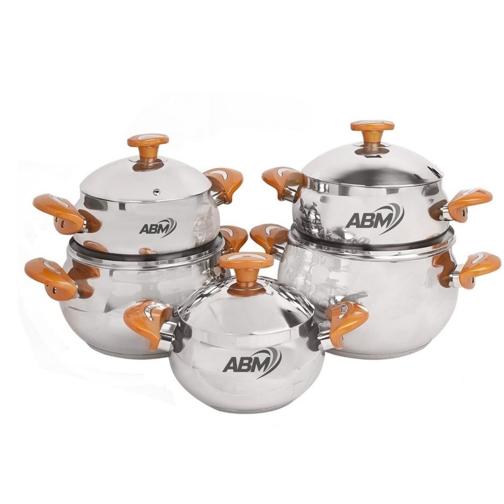 [2A-MI] Batterie de Cuisine Inox 18/10- ABM- 10 Pièces- Miel