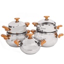 Batterie de Cuisine Inox Lines 10 Pièces Miel 