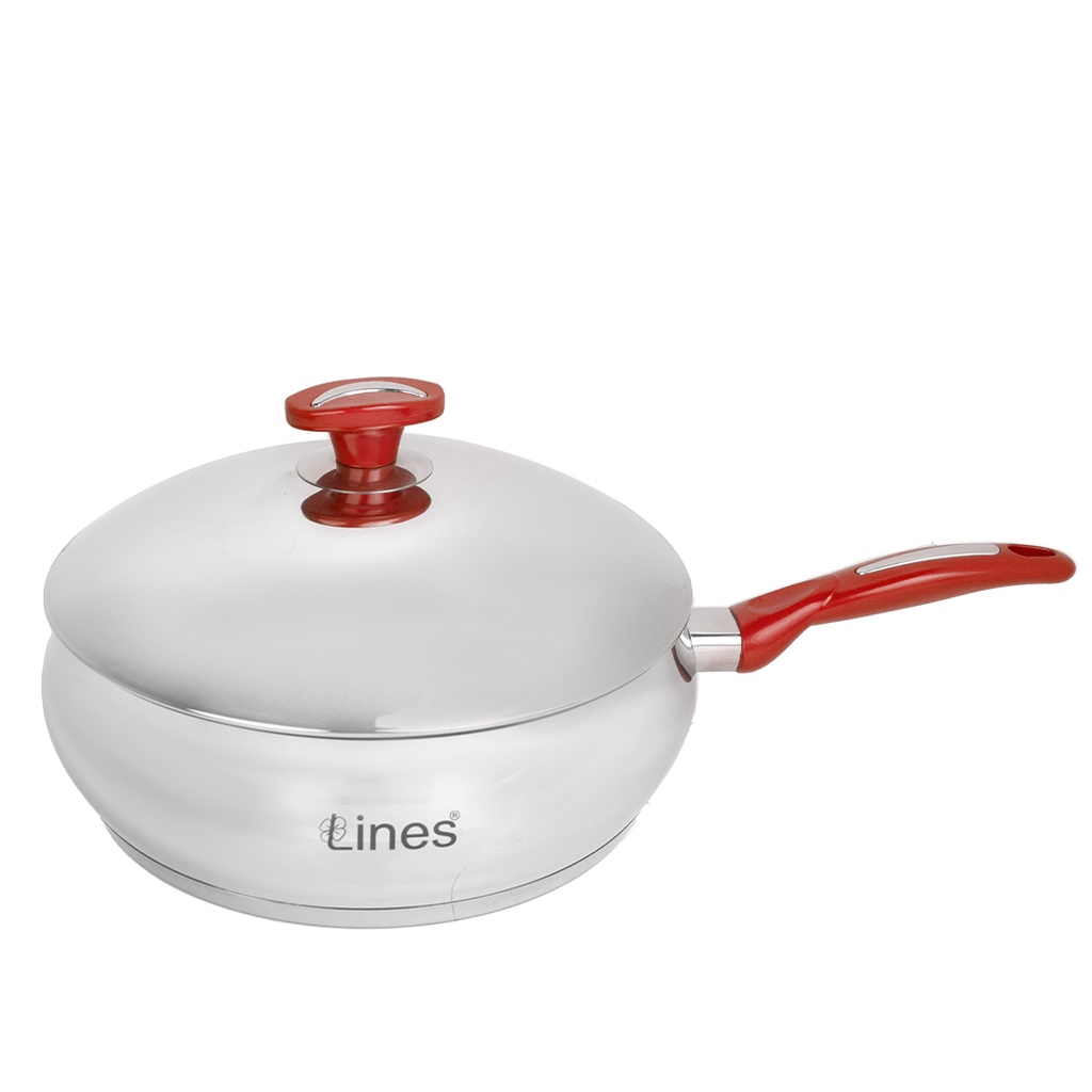 [4A-RG] Sauteuse avec couvercle Inox Lines 24Cm Rouge