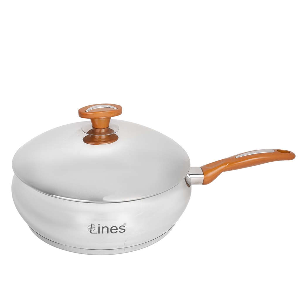 Sauteuse avec couvercle Inox Lines 24Cm Miel